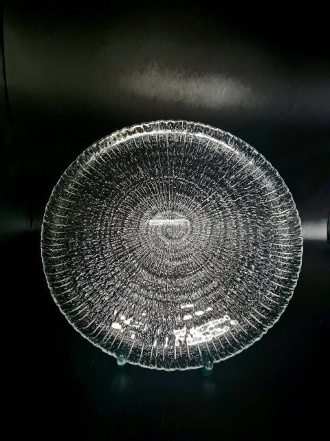 Szklana patera ślimak, skamielina na 30 cm z Arcoroc, Francja, lata 70