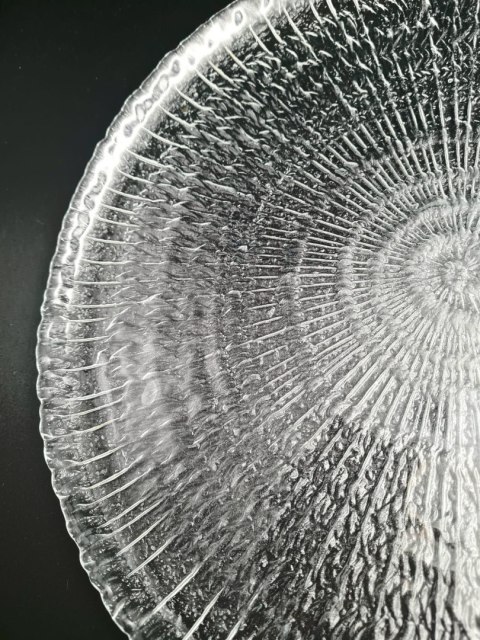 Szklana patera ślimak, skamielina na 30 cm z Arcoroc, Francja, lata 70