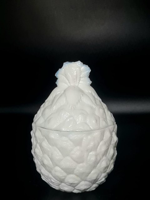 Bomboniera ananas HSG Ząbkowice szkło lattimo PRL - 17cm vintage