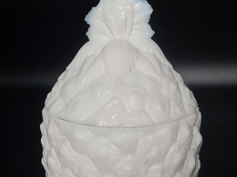 Bomboniera ananas HSG Ząbkowice szkło lattimo PRL - 17cm vintage