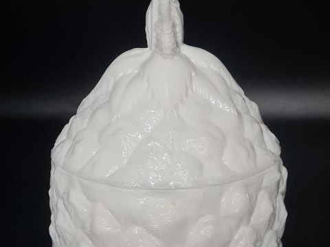 Bomboniera ananas HSG Ząbkowice szkło lattimo PRL - 17cm vintage