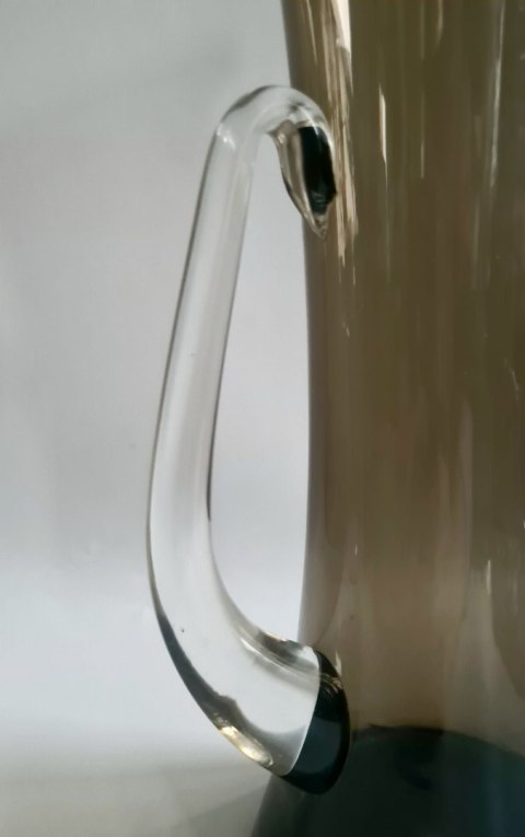 Dzbanek szkło dymne Krosno Wszewłod Sarnecki - wysoki 35cm soczewka vintage PRL