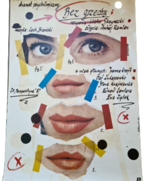 Oryginalny plakat do filmu: "Bez grzechu" Andrzej Pągowski 1988; 95 x 67,5 cm