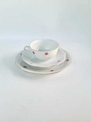 Trio śniadaniowe Włabrzych new look lata 70 polska porcelana, 175 ml
