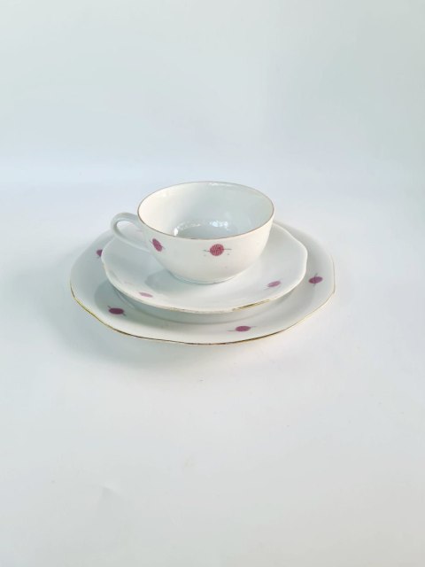 Trio śniadaniowe Włabrzych new look lata 70 polska porcelana, 175 ml