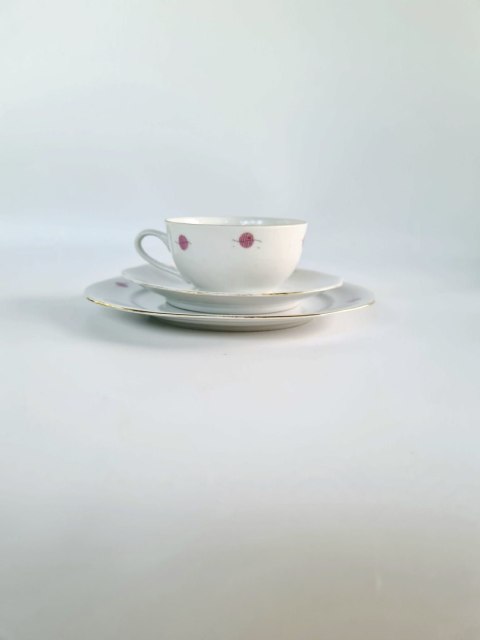 Trio śniadaniowe Włabrzych new look lata 70 polska porcelana, 175 ml