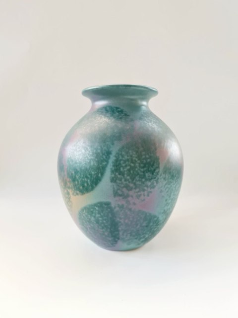 Wazon ceramiczny Steuler Fat Lava Niemcy lata 60. - wielokolorowy pękaty 21cm vintage
