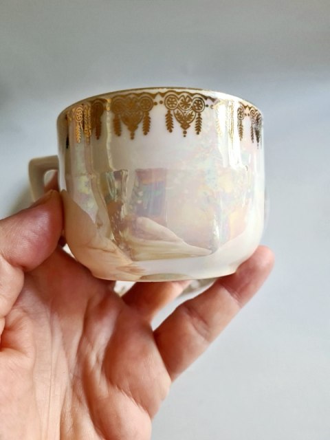 Filiżanka Eduard Haberlander Bavaria 150 ml, art-deco l.20 perłowa