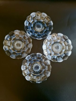 J. Stolle Niemen 4 talerzyki przedwojenne art-deco wzór 915 niebieskie