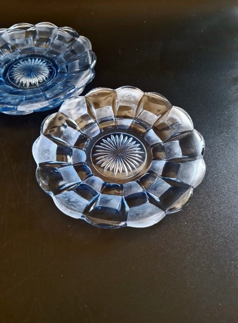J. Stolle Niemen 4 talerzyki przedwojenne art-deco wzór 915 niebieskie