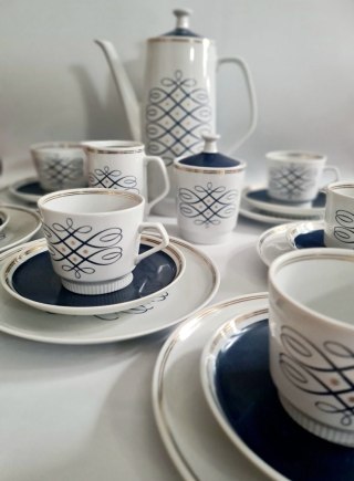 Porcelanowy serwis Stadtlensfeld Niemcy 6 osób, lata 70 elegancki wzór