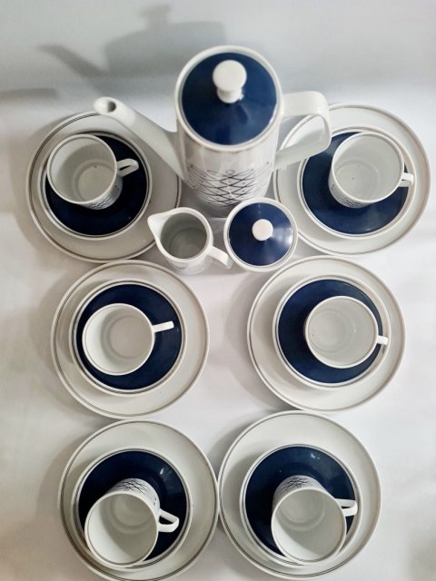 Porcelanowy serwis Stadtlensfeld Niemcy 6 osób, lata 70 elegancki wzór