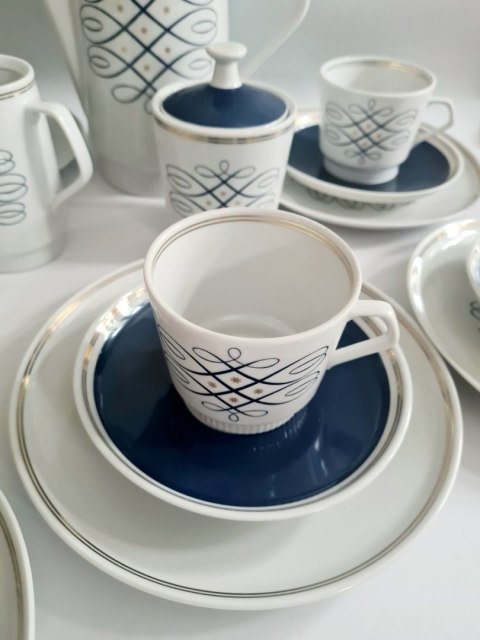 Porcelanowy serwis Stadtlensfeld Niemcy 6 osób, lata 70 elegancki wzór