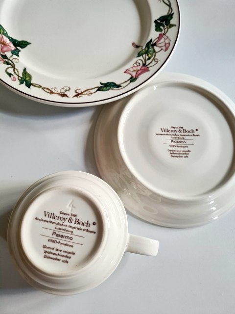 Trio porcelanowe Villeroy & Boch seria Palermo filiżanka powojnik 180 ml