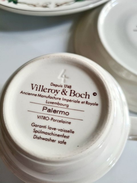 Trio porcelanowe Villeroy & Boch seria Palermo filiżanka powojnik 180 ml