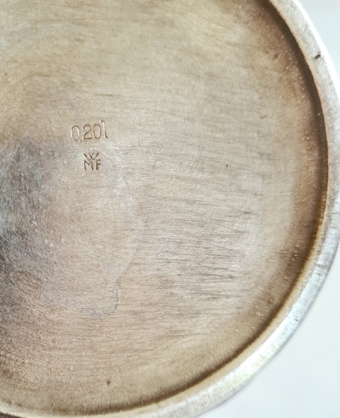 WMF art-deco Bauhaus lata 30. platerowana młotkowana cukiernica, 0,20 ml