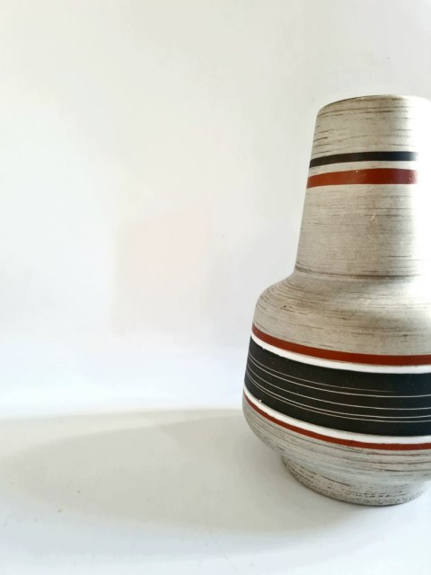 Wazon Jasba Keramik 18 cm, fat lava, piękne kolory, West Germany pasy