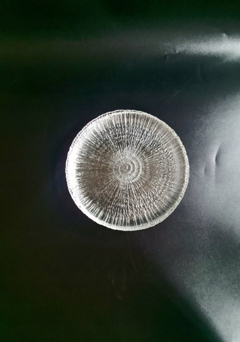 3 szklane talerzyki deserowe ok. 19 cm Arcoroc Ślimak, "spirale" lata 70