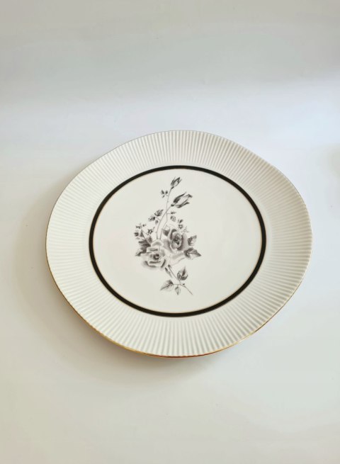 Chodzież porcelanowa patera 28 cm, Regina, motyw róży, PRL