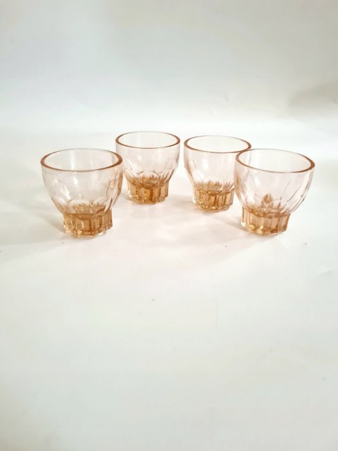 Łososiowe 4 mini kieliszki 25 ml Luminarc Francja lata 50 styl art-deco