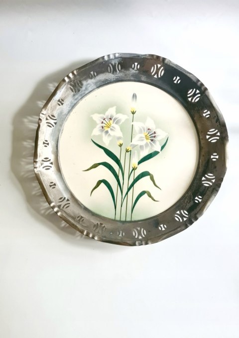 Porcelanowa taca Spritzdekor 26 cm BMF N Germany lilie przedwojenna secesja