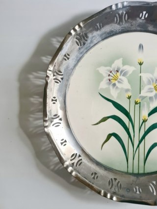 Porcelanowa taca Spritzdekor 26 cm BMF N Germany lilie przedwojenna secesja