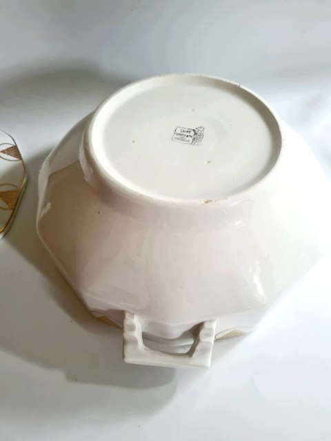 Waza kuchenna art-deco Saint Ghislain Belgia, złocenia 24 cm; elegancka