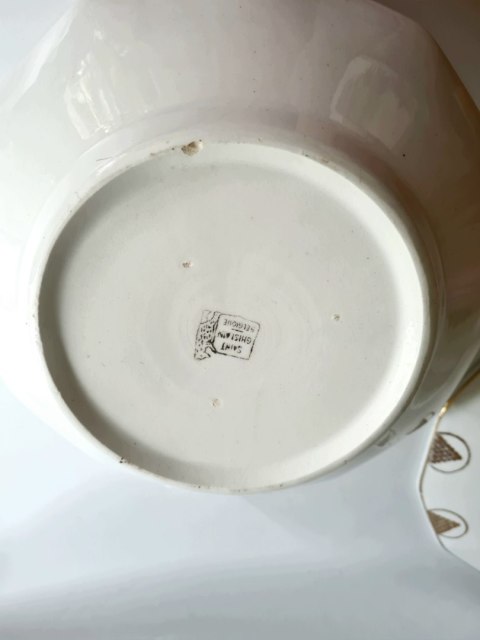 Waza kuchenna art-deco Saint Ghislain Belgia, złocenia 24 cm; elegancka