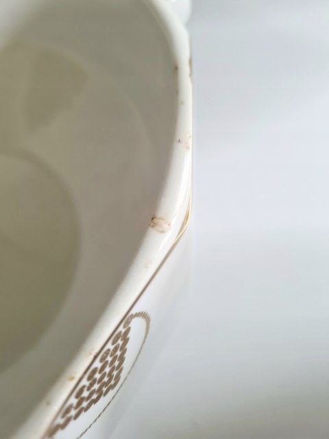 Waza kuchenna art-deco Saint Ghislain Belgia, złocenia 24 cm; elegancka