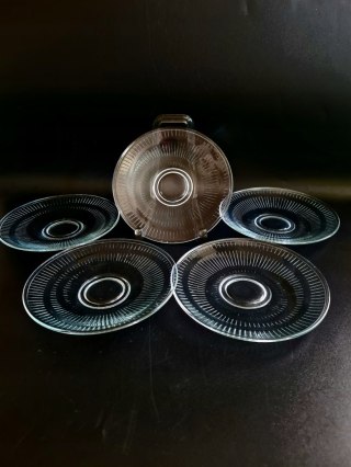 5 sztuk - talerzyki deserowe 16 cm, vintage PRL, op-art, HSG Hortensja