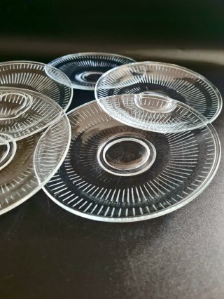 5 sztuk - talerzyki deserowe 16 cm, vintage PRL, op-art, HSG Hortensja