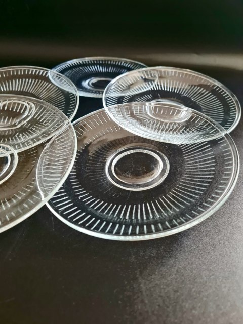 5 sztuk - talerzyki deserowe 16 cm, vintage PRL, op-art, HSG Hortensja