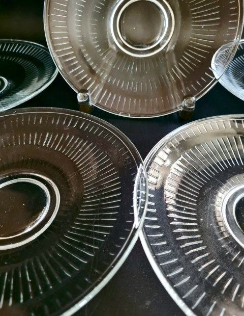 5 sztuk - talerzyki deserowe 16 cm, vintage PRL, op-art, HSG Hortensja