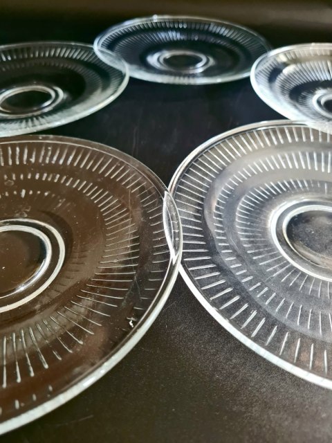 5 sztuk - talerzyki deserowe 16 cm, vintage PRL, op-art, HSG Hortensja