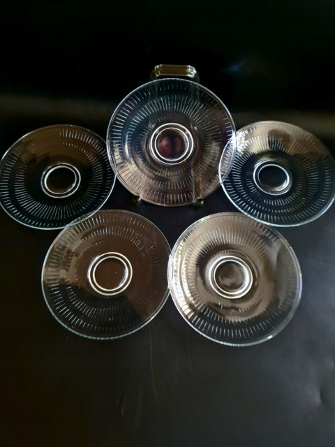 5 sztuk - talerzyki deserowe 16 cm, vintage PRL, op-art, HSG Hortensja