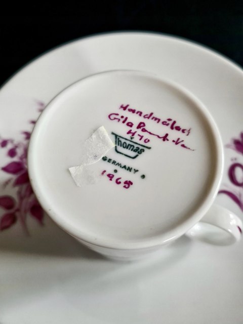 Filiżanka 120 ml Thomas (grupa Rosenthal) ręcznie malowana, talerzyk unikat