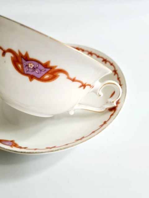Filiżanka duo KPM Krister, przedwojenne, art deco, 200 ml cienka porcelana