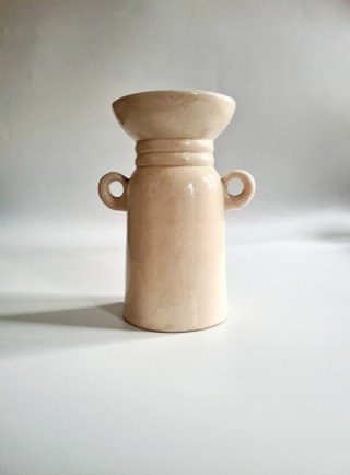Wazonik /amfora 13 cm złamana biel/beż Bolesławiec B. Wolanin sztuka ludowa