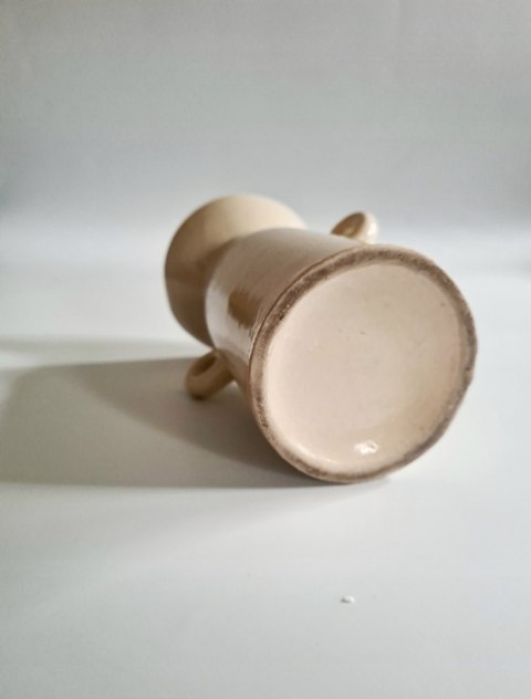 Wazonik /amfora 13 cm złamana biel/beż Bolesławiec B. Wolanin sztuka ludowa