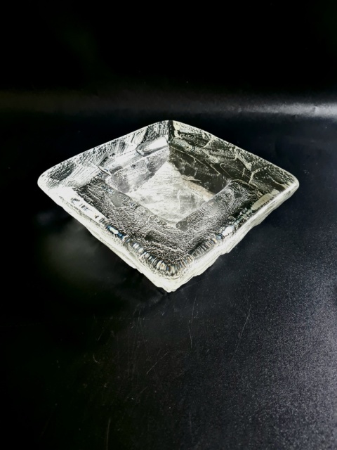 Brutalistyczny świecznik | patera | popielnica gabinetowa – Göte Augustsson, Ruda Glasbruk Szwecja 20 cm