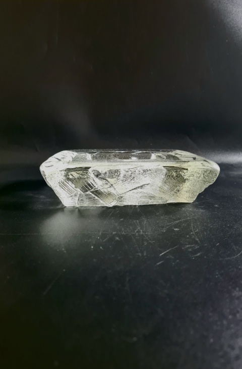 Brutalistyczny świecznik | patera | popielnica gabinetowa – Göte Augustsson, Ruda Glasbruk Szwecja 20 cm
