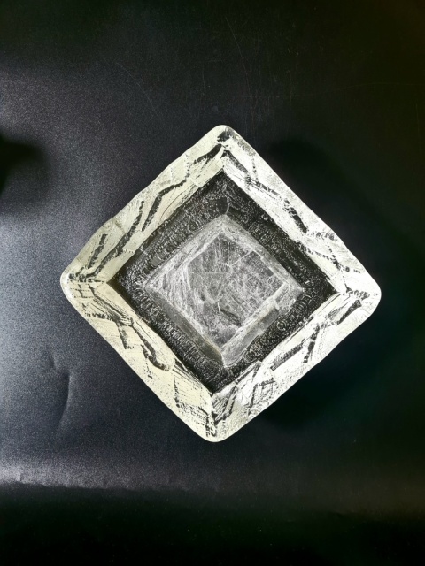 Brutalistyczny świecznik | patera | popielnica gabinetowa – Göte Augustsson, Ruda Glasbruk Szwecja 20 cm