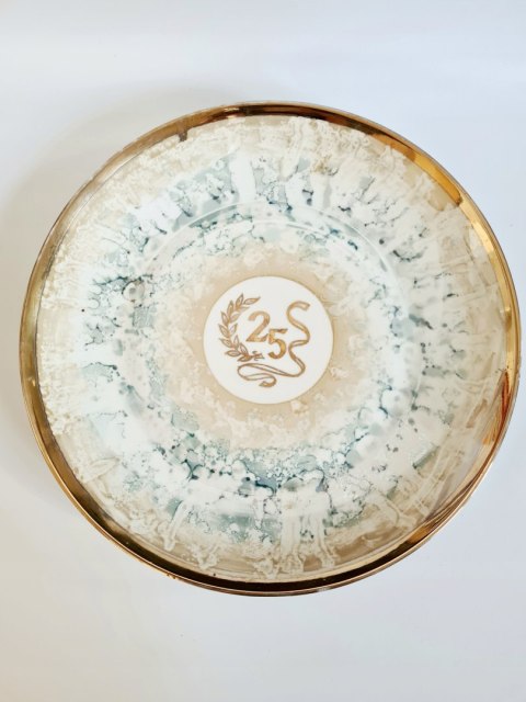Chodzież porcelanowa patera 31 cm ręcznie malowane Poznań jubileusz 25 lat