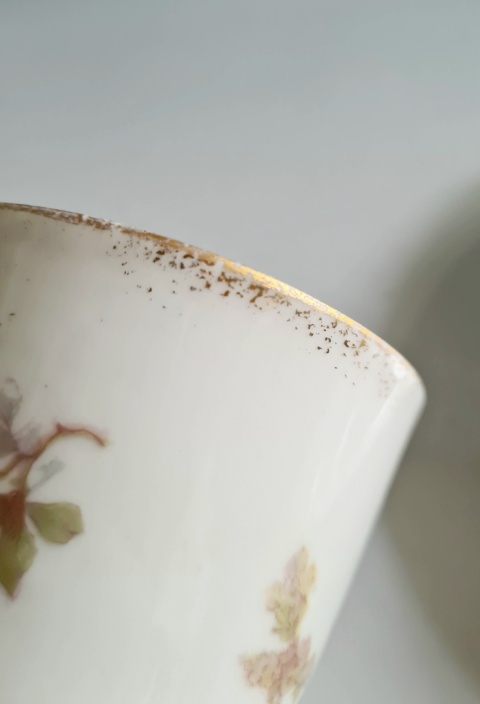 Filiżanka 150 ml De Fuisseaux Badour przedwojenna róże i złocenia romantyczna