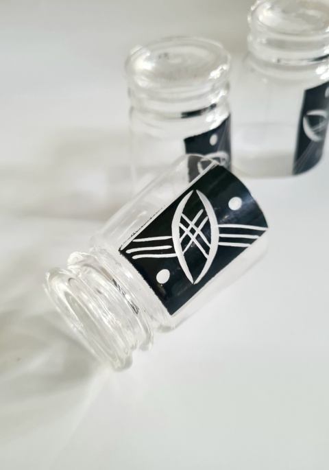 Przedwojenna karafka z 5 kieliszkami art deco Czechosłowacja w stylu Karel Palda