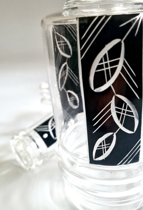 Przedwojenna karafka z 5 kieliszkami art deco Czechosłowacja w stylu Karel Palda