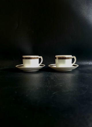 STADTLENGSFELD stuletnie filiżanki dla 2 osób Art Deco 1920-1931 Porcelana