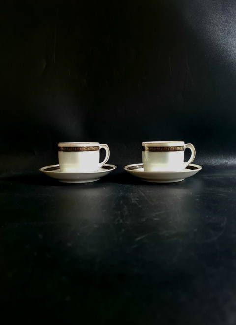 STADTLENGSFELD stuletnie filiżanki dla 2 osób Art Deco 1920-1931 Porcelana