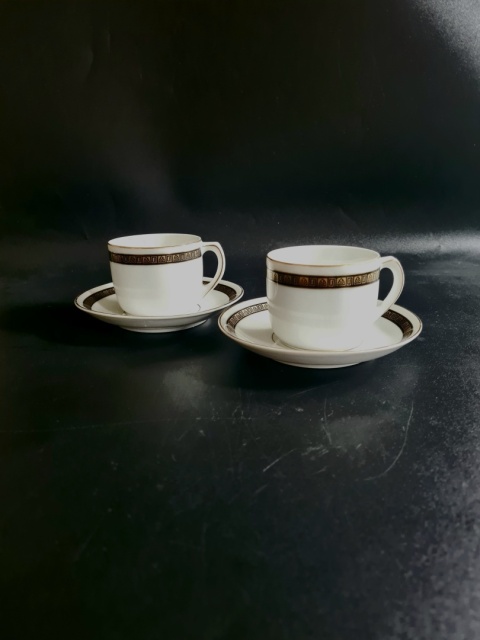 STADTLENGSFELD stuletnie filiżanki dla 2 osób Art Deco 1920-1931 Porcelana