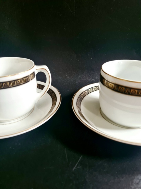 STADTLENGSFELD stuletnie filiżanki dla 2 osób Art Deco 1920-1931 Porcelana